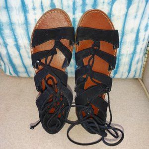 Barely Worn Steve Madden Black Lace-up Gladiator Sandals